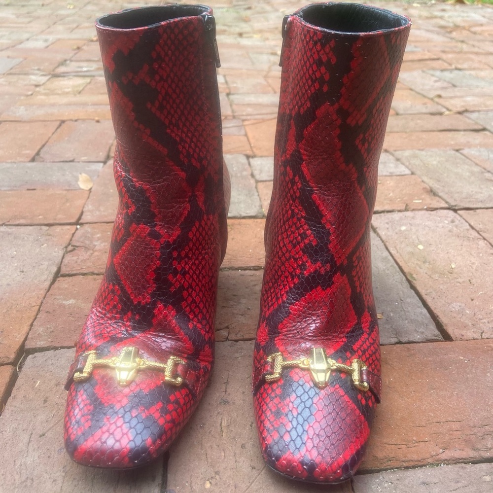 Cavalli Class By Roberto Cavalli Red Python Bootie - image 2